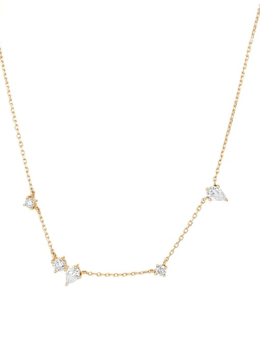 Gold Style 1 925 Sterling Silver Cubic Zirconia Geometric Dainty Necklace