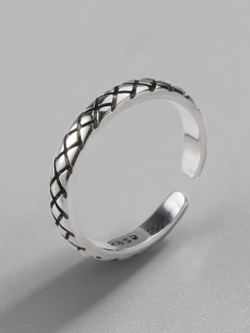 S925 Thai Silver 925 Sterling Silver Geometric Vintage Band Ring