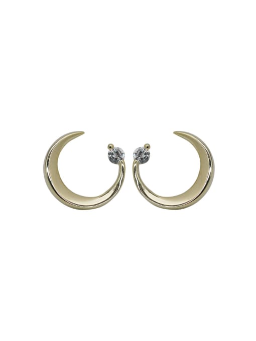 ZEMI 925 Sterling Silver Cubic Zirconia Moon Dainty Stud Earring 0