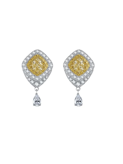 M&J 925 Sterling Silver High Carbon Diamond Geometric Luxury Cluster Earring 1