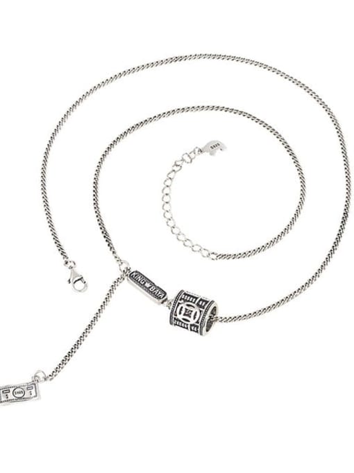 021L11g 925 Sterling Silver Geometric Vintage Lariat Necklace