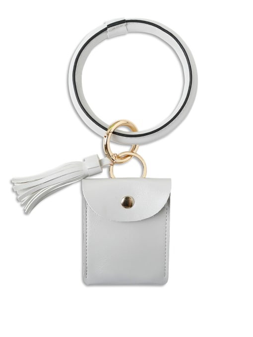 Grey k68198 Alloy Leather Coin purse Hand Ring Key Chain