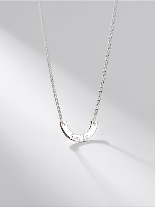 silver 925 Sterling Silver Moon Minimalist Necklace