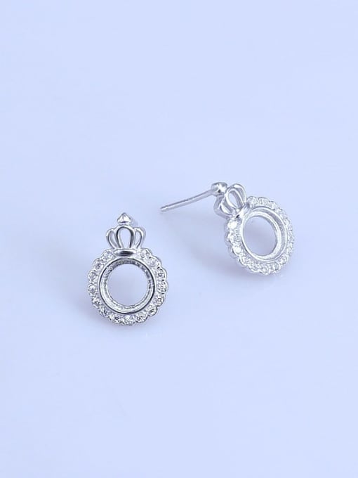 Supply 925 Sterling Silver Round Earring Setting Stone size: 6*6mm 0