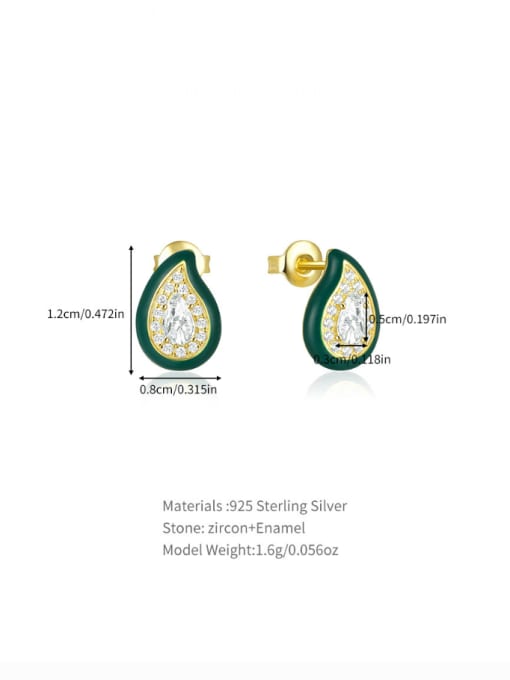 YUANFAN 925 Sterling Silver Cubic Zirconia Enamel Geometric Minimalist Stud Earring 4