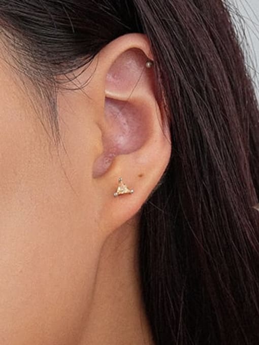 YUANFAN 925 Sterling Silver Cubic Zirconia Triangle Minimalist Stud Earring 3