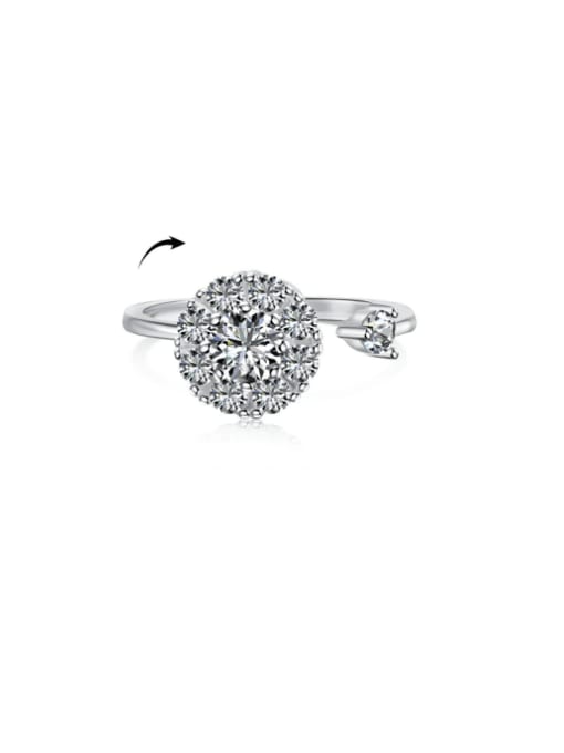 DY120852 S W WH 925 Sterling Silver Cubic Zirconia Flower Dainty Band Ring