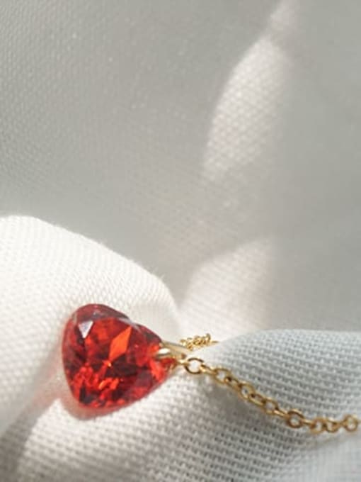 ZEMI 925 Sterling Silver Crystal Red Heart Dainty Necklace 2