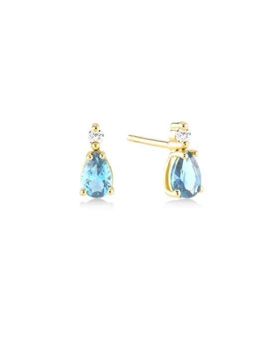 Golden Sea Blue Diamond 925 Sterling Silver Cubic Zirconia Water Drop Dainty Drop Earring