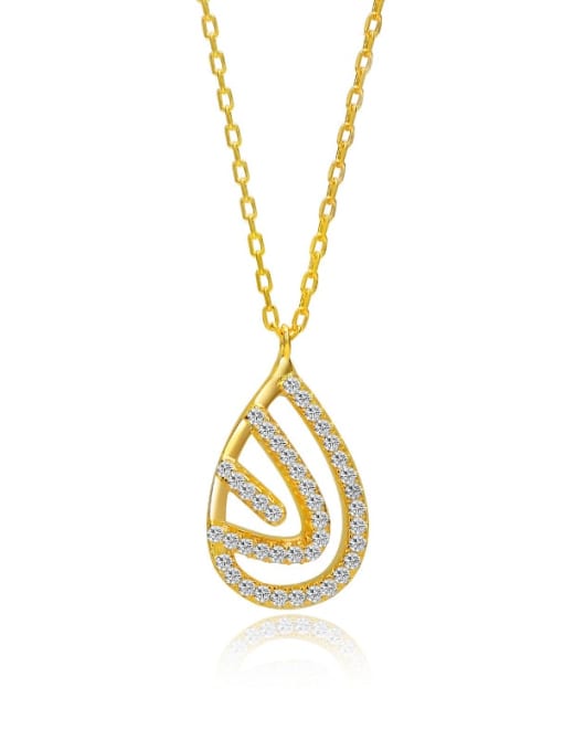 A&T Jewelry 925 Sterling Silver Cubic Zirconia Water Drop Minimalist Necklace