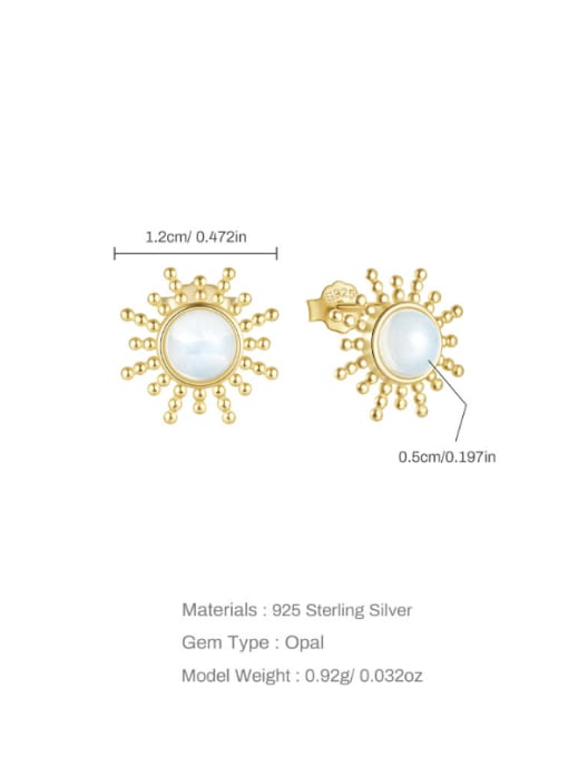 YUANFAN 925 Sterling Silver Synthetic Opal Sun  Flower Dainty Stud Earring 2
