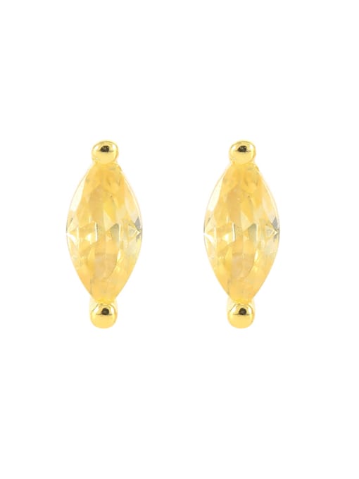 Golden+yellow 925 Sterling Silver Cubic Zirconia Geometric Dainty Stud Earring