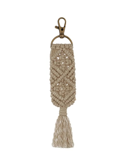 K68150 Camel Alloy Cotton Rope  Tassel Bohemia Hand-Woven Bag Pendant