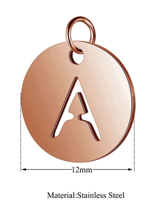 FTime Stainless steel 18K Rose Gold Plated Letter Charm Diameter : 12 mm 1