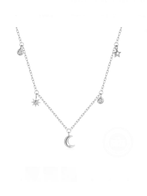 Platinum 925 Sterling Silver Cubic Zirconia Star Dainty Necklace