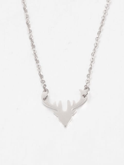 Steel color Deer Stainless steel necklace