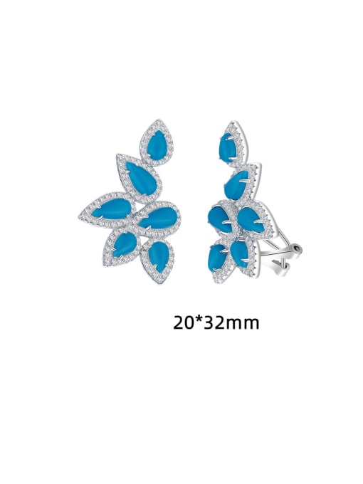 A&T Jewelry 925 Sterling Silver Turquoise Leaf Vintage Stud Earring 3