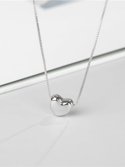 Platinum necklace 925 Sterling Silver Heart Minimalist Necklace