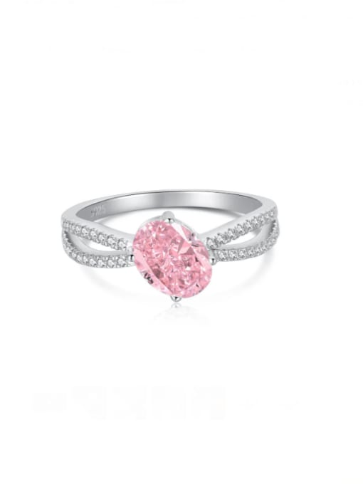 Pink DY120548 925 Sterling Silver Cubic Zirconia Geometric Luxury Stackable Ring