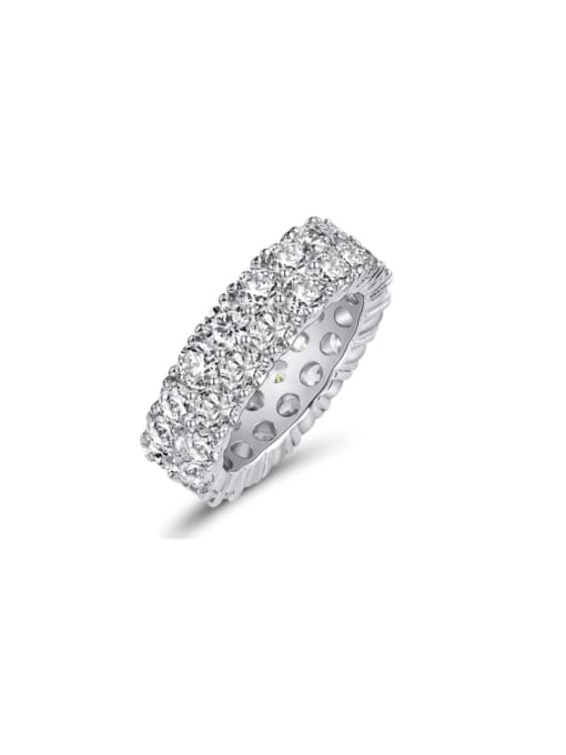 A&T Jewelry 925 Sterling Silver High Carbon Diamond White Band Ring