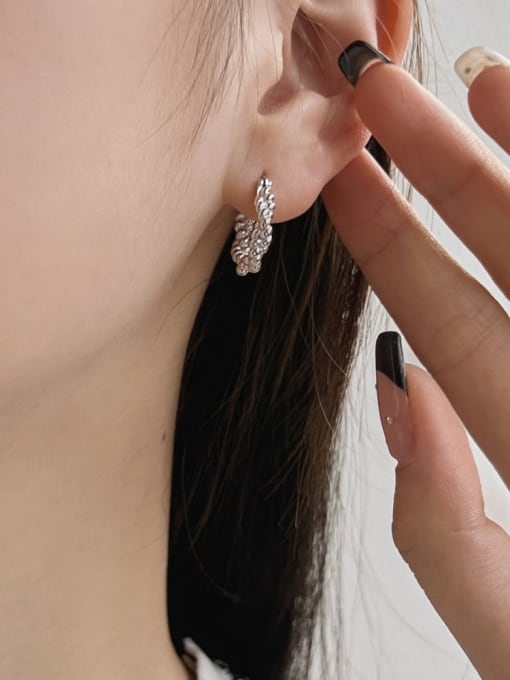 STL-Silver Jewelry 925 Sterling Silver Geometric Trend Hoop Earring 1