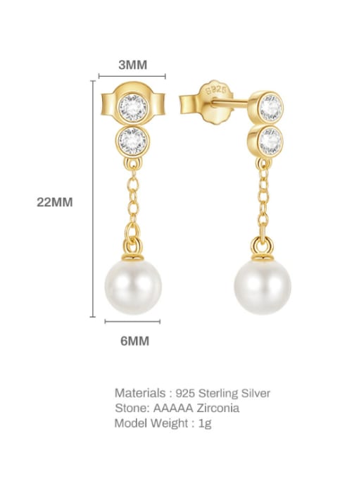 YUANFAN 925 Sterling Silver Imitation Pearl Tassel Minimalist Threader Earring 4
