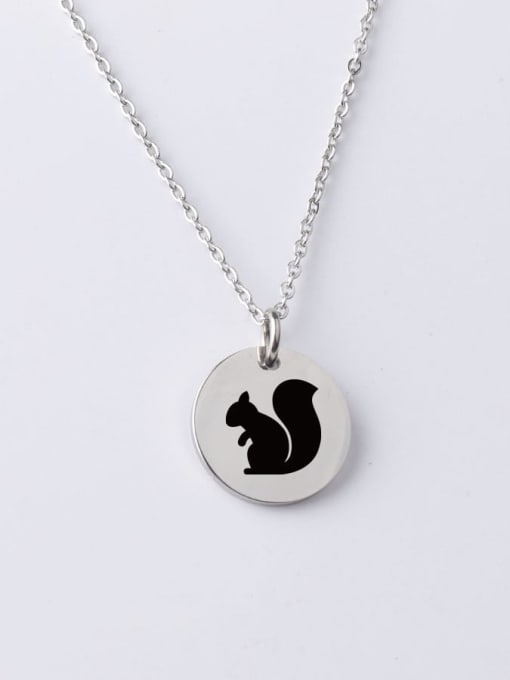 Steel yp001 118 20mm Stainless Steel Circle Cute Animal Pendant Necklace