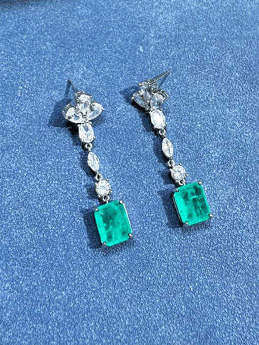 A&T Jewelry 925 Sterling Silver Cubic Zirconia Geometric Luxury Drop Earring 1