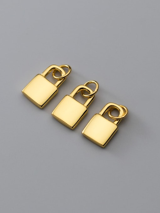 FAN S925 Silver Plated Glossy Gold Lock Hoop Bracelet Necklace Pendant 0