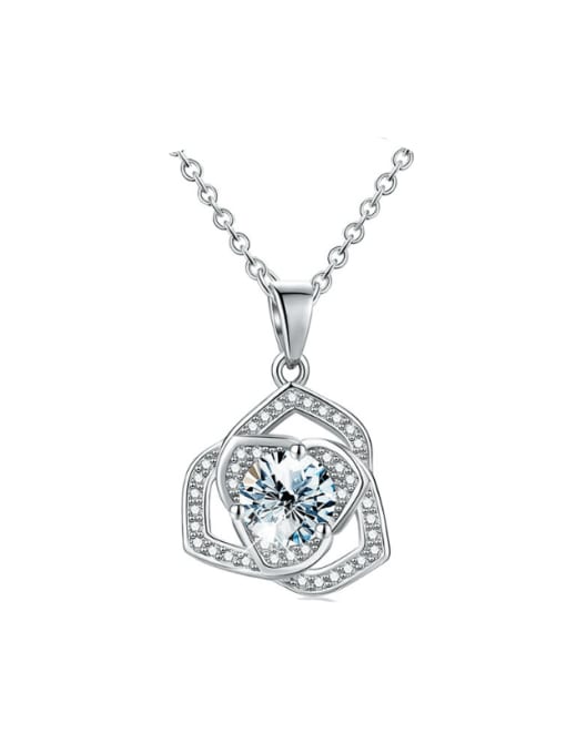LOLUS 925 Sterling Silver Moissanite Flower Dainty Necklace 1