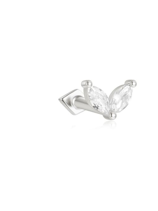 Single Platinum 6 925 Sterling Silver Cubic Zirconia Geometric Minimalist Single Earring