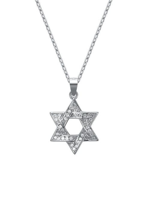 platinum 925 Sterling Silver Star Necklace