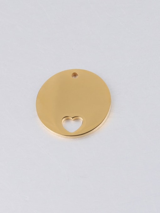 Golden hollow peach heart Stainless steel hollow heart small crown disc pendant tag