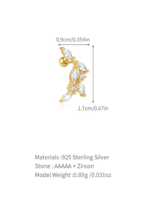 Single Gold 8 925 Sterling Silver Cubic Zirconia Geometric Dainty Single Earring