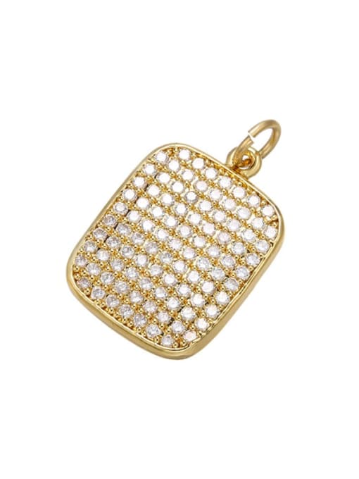 golden Brass Cubic Zirconia Gold Plated Square Pendant