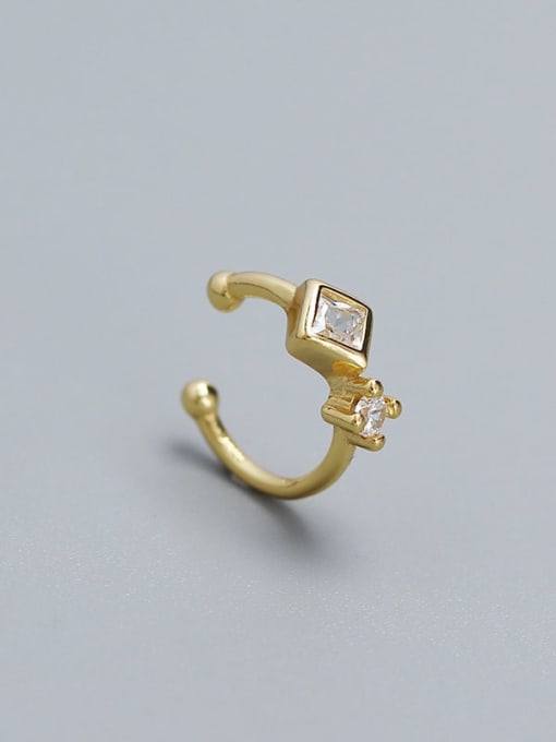 Square stone (yellow gold) 925 Sterling Silver Cubic Zirconia Geometric Minimalist Single Earring(Only One)