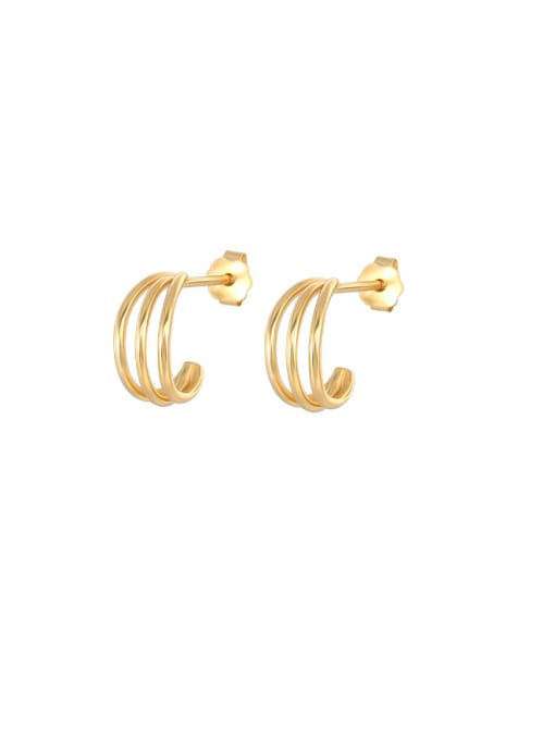 golden 925 Sterling Silver Geometric Minimalist Stud Earring
