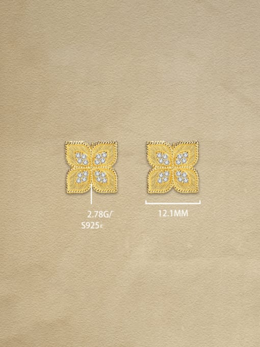YUANFAN 925 Sterling Silver Cubic Zirconia Clover Vintage Stud Earring 3