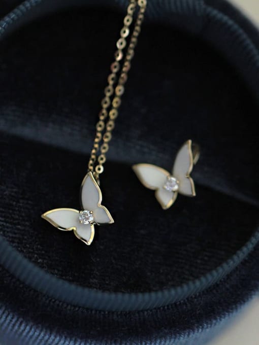 ZEMI 925 Sterling Silver Rhinestone Butterfly Dainty Necklace 2