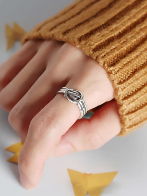 ACEE 925 Sterling Silver Geometric Minimalist Band Ring 1