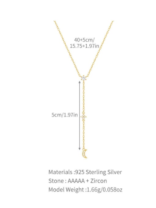 YUANFAN 925 Sterling Silver Cubic Zirconia Tassel Minimalist Lariat Necklace 2