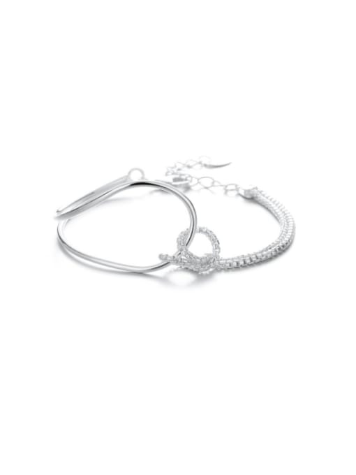 TAIS 925 Sterling Silver Asymmetrical  Geometric Minimalist Bracelet 2