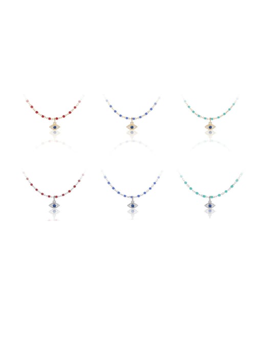 Jewel-Silver 925 Sterling Silver Enamel Evil Eye Minimalist Necklace 0