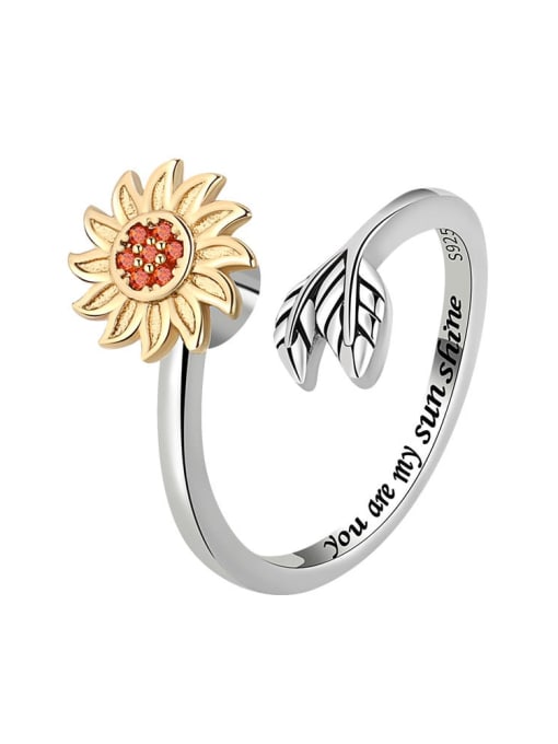 PNJ-Silver 925 Sterling Silver Flower Minimalist Band Ring 3