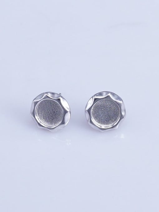 Supply 925 Sterling Silver 18K White Gold Plated Round Earring Setting Stone size: 7*7mm