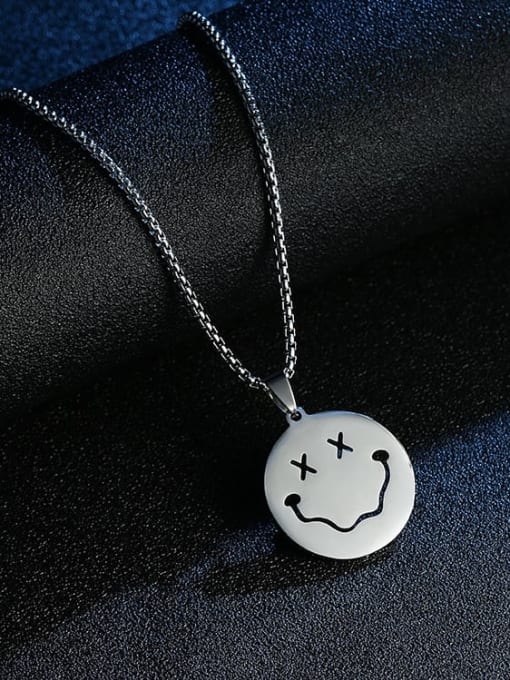 Pendant 60cm pearl chain Stainless steel Smiley Minimalist Necklace