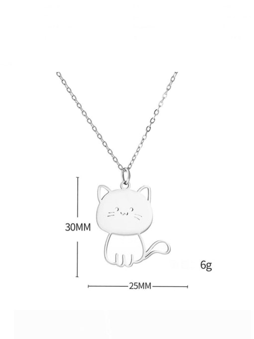 MEN PO Titanium Steel Cat Cute Long Strand Necklace 3