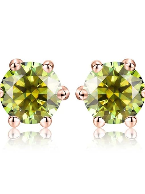 Rose gold(Olive Green Moissanite) 925 Sterling Silver Moissanite Geometric Dainty Stud Earring