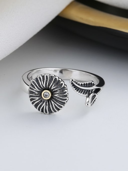 TAIS 925 Sterling Silver Flower Vintage Band Ring 2