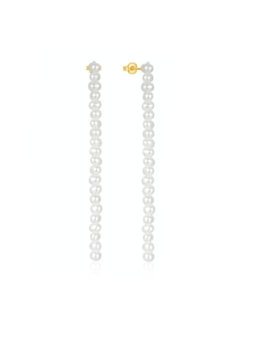 YUANFAN 925 Sterling Silver Imitation Pearl Minimalist Drop Earring 0